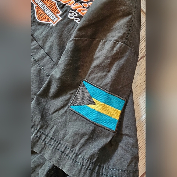 Harley-Davidson Bahamas Patch Women’s Size Large Shirt Black Cotton Button - Picture 7 of 9